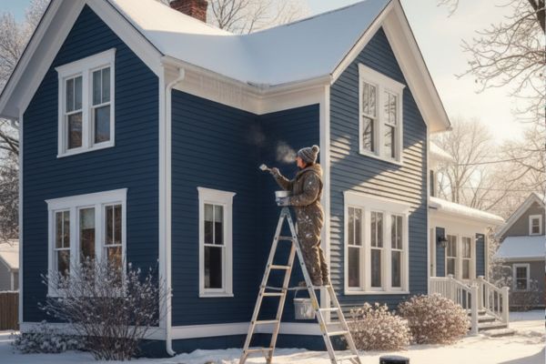 Painting house exterior during winter season