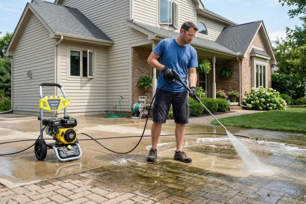 diy pressure washing outside the house
